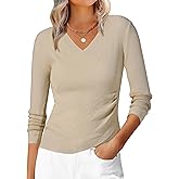 Allegra K Women's V Neck Sweater Fitted Ruched Waist Cute Fall Criss Cross Knitted Wrap Tops