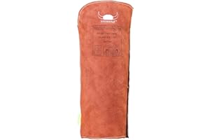 Weldas® STEERSOTUFF® Heavy Duty Premium Leather arm Guard, 35cm Long, Hook & Loop Closure, 44-7028, One Size fits All, Coffee