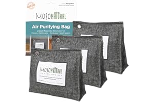 Moso Natural Air Purifying Bag 300g (10.58oz) Premium Bamboo Charcoal Odor Absorber for Home & Pet | Closet Odor Eliminator & Small Room Deodorizer | Charcoal Bags Last 2 Years | Unscented (3 Pack)