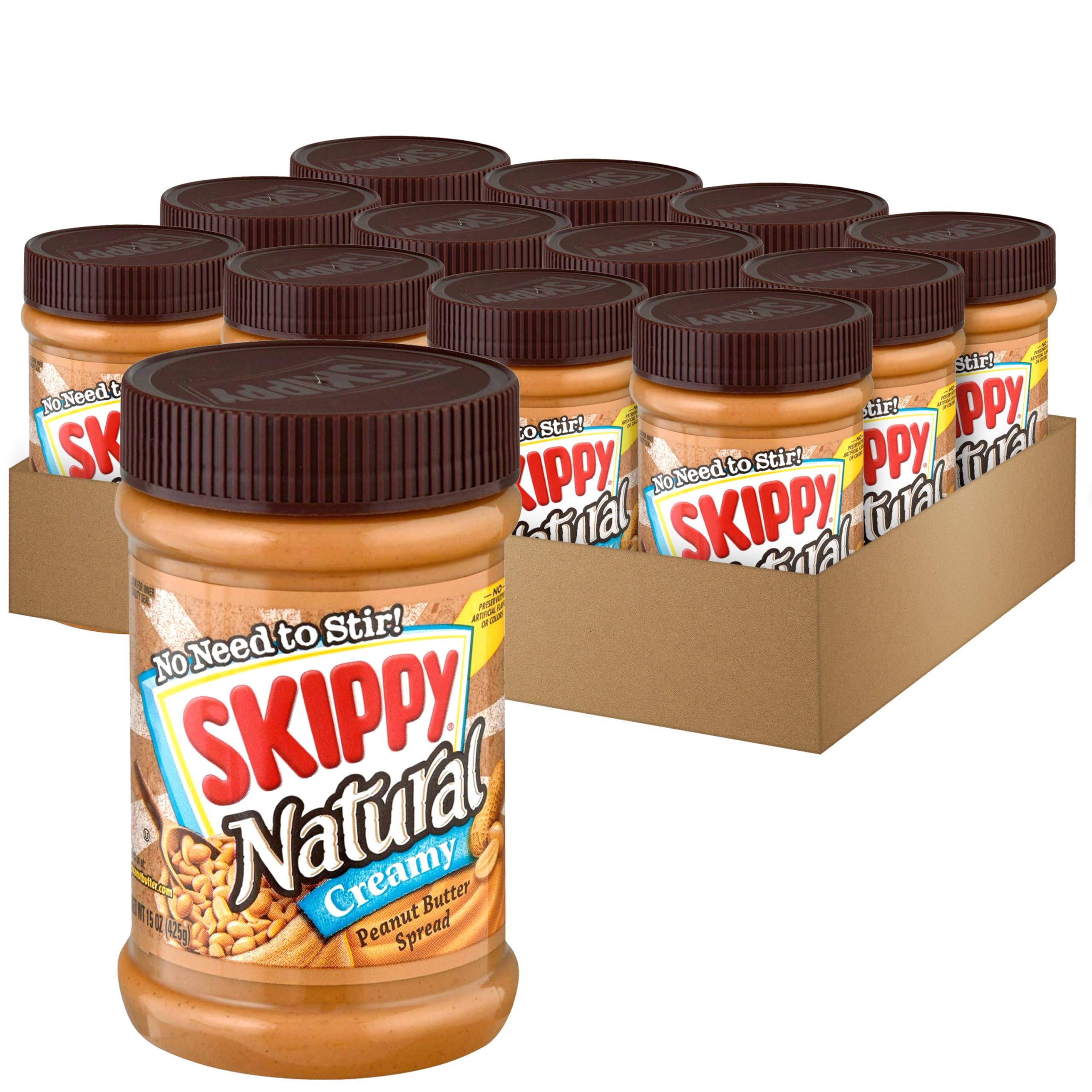 SKIPPY Natural Peanut Butter Spread, Creamy, 7 g