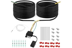 YIBEICO 40FT 4 Pin 5 Wire Trailer Wiring Harness Kit,18AWG Pure Copper Wires with Tinned Ends to Prevent Wear, for Connection of Tail Lights, Brake Lights and Turn Signals(40FT)