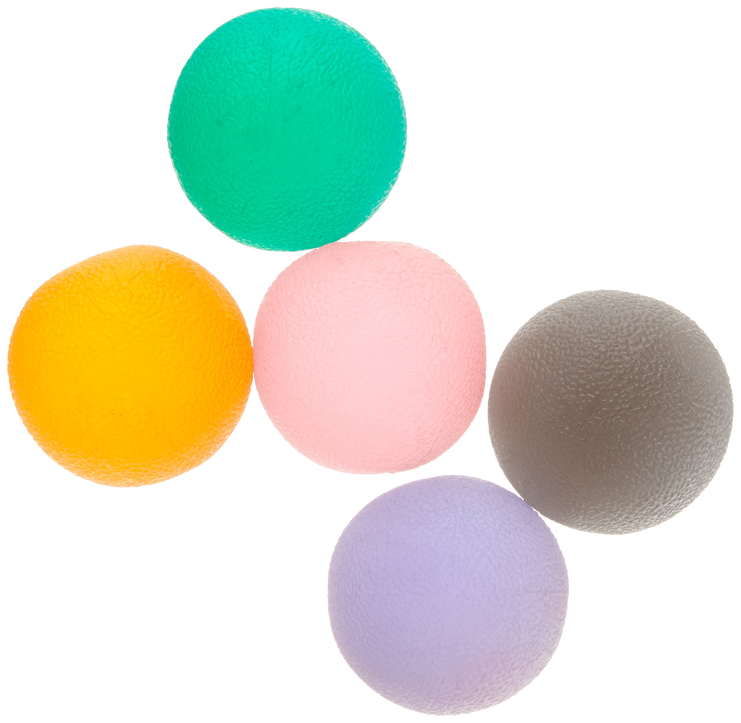 Gel Ball Hand Exerciser, Perfect for Rehabilitation and Strengthening, Ideal for Conditioning Hands, Fingers, and Forearms in Home, Clinical, and On-the-Go Settings, Set of 5 - one of each colour