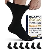 Pembrook Diabetic Socks for Men - 6 Pairs Crew Diabetic Neuropathy Socks for Men | Non Binding