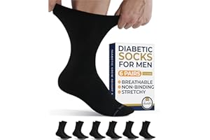 Pembrook Diabetic Socks for Men - 6 Pairs Crew Diabetic Neuropathy Socks for Men | Non Binding