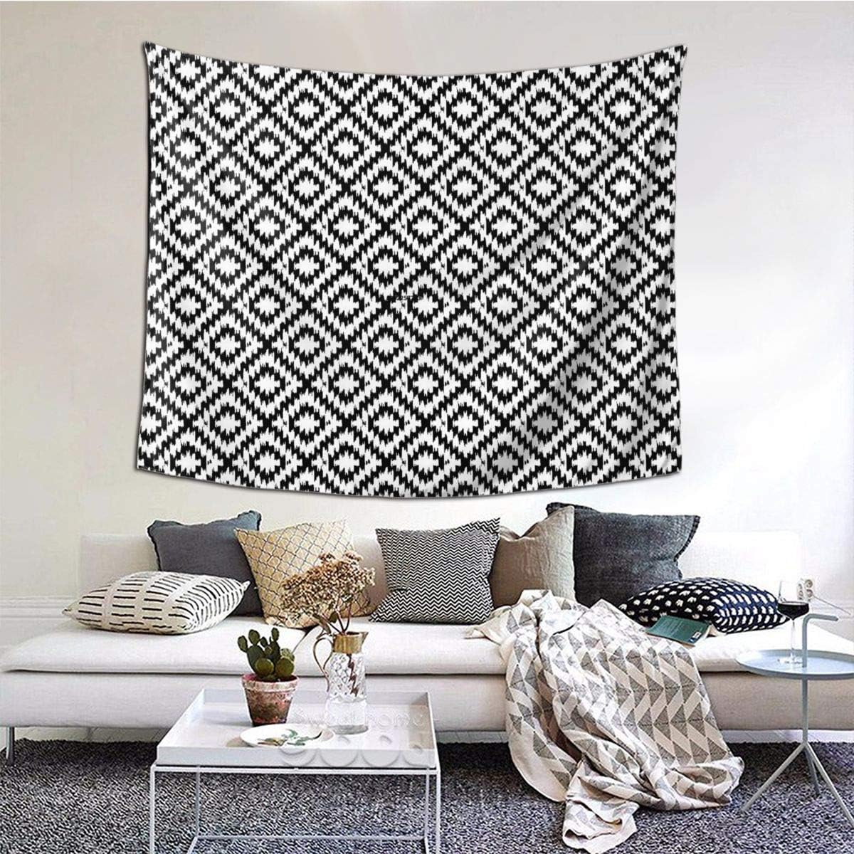 Geometry Picture Wide Wall Dector Tapestry, Luxury Wall Hanging Tapestry for Bedroom Living Room 60 X 51 Inch