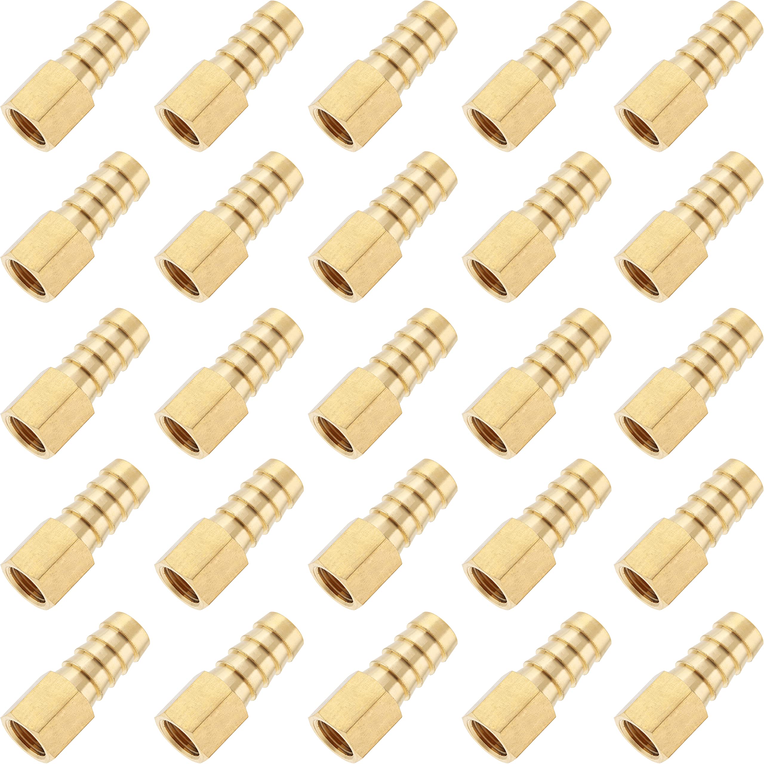 LTWFITTING Brass BSP Fitting Coupler/Adapter 1/4-Inch Female BSPP x 12mm Hose Barb(Pack of 25)