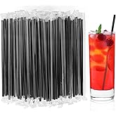 100Pcs Disposable Plastic Straws - Individually Wrapped Black Straws | 8.26" Long 0.24" Diameter Drinking Straws for Hot/Cold Drinks, Ideal for Coffee, Cocktail, Juice, Party and Daily Use