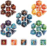 QMay Polyhedral Dice Set 7 Sided DND MTG 20 Sets 140pcs with Pouch view 3