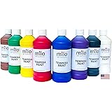 milo Tempera Paint Set of 8 Colors | 16 oz Bottles | Made in the USA | Washable and Non-Toxic Art & Craft Poster Primary Fing
