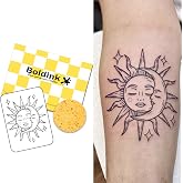 Sun and Moon Semi Permanent Tattoos for Adults Realistic Fake Tattoo | Temporary Tattoos,Waterproof,Lasts 7-15 Days,No Adhesive,No Reflection,Party,Festival,Gifts,Daily Wear