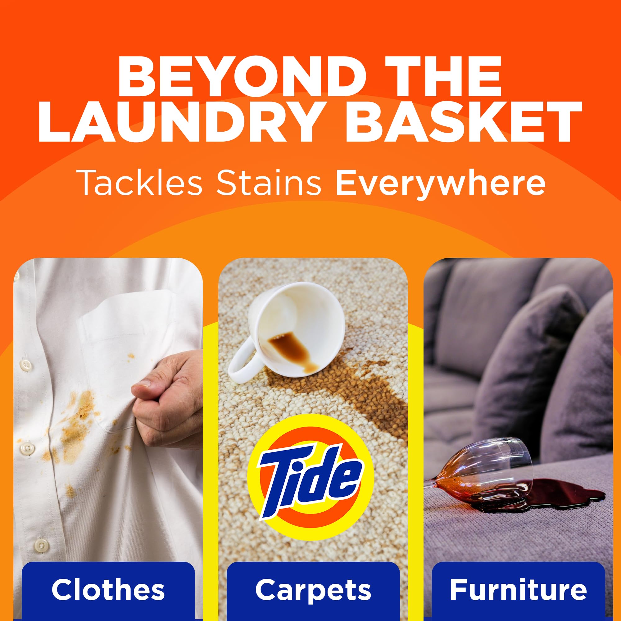 Tide Laundry Stain Remover Spray with Oxi | Stain Remover for Clothes, Carpet, Upholstery, Pet Bedding | Stain Treater Spray for Tough Stains from Wine, Coffee, Grease | 22 Fl Oz (Pack of 2) & 3 Fl Oz