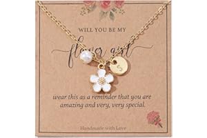 ENASAL Initial A-Z Letter Necklace for Flower Girl,14K Personalized Proposal Gifts for Flower Girl On Wedding Bridal Shower Party