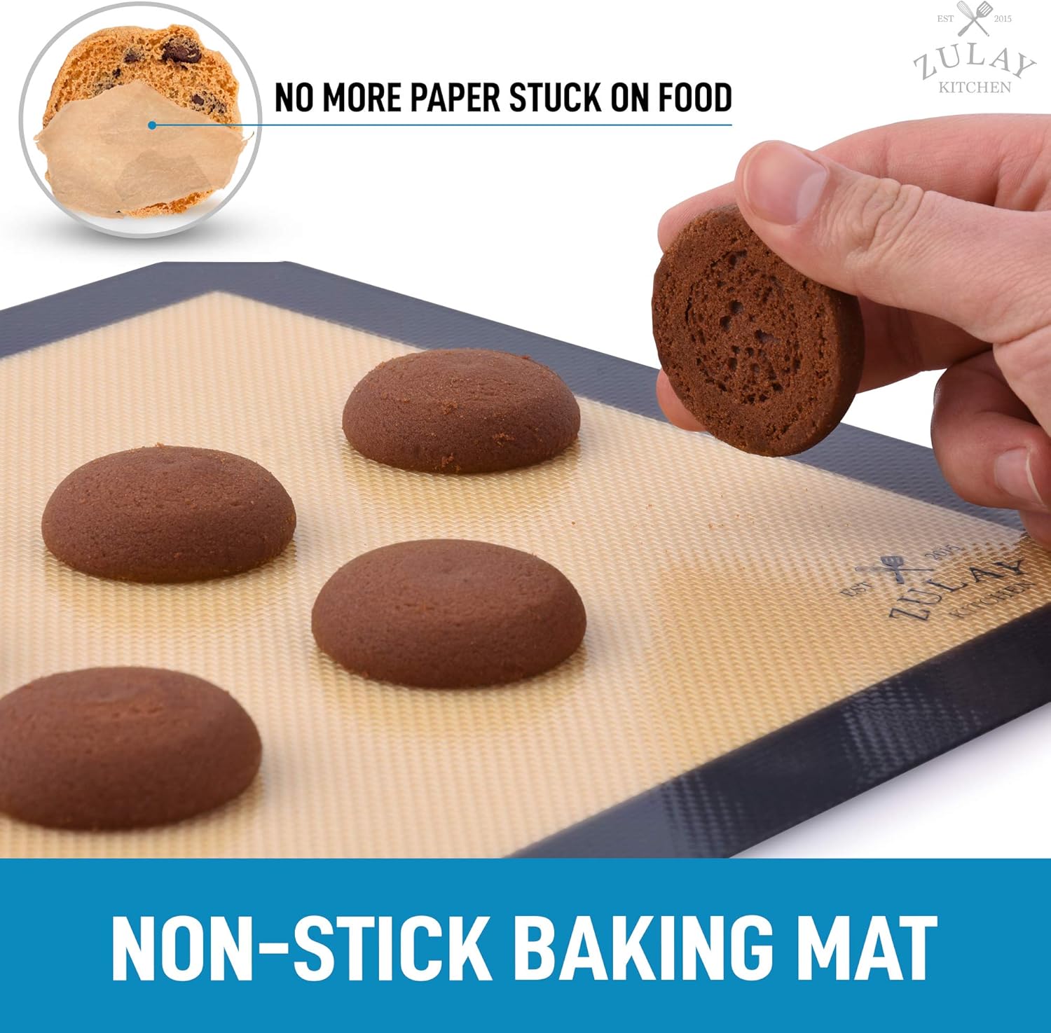 Zulay Kitchen (2 Pack) Silicone Baking Mat Sheet Set - Reusable Baking Mat Nonstick - Half Sheet Baking Mat For Oven (Size 16.5" x 11.6") - Dark Gray: Kitchen & Dining