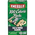 Emerald Nuts Salt and Pepper Seasoned Cashews 7ct (1-Pack), 100-Calorie Individual Packs, Kosher Certified, Non-GMO, Contains No Artificial Preservatives, Flavors or Synthetic Colors