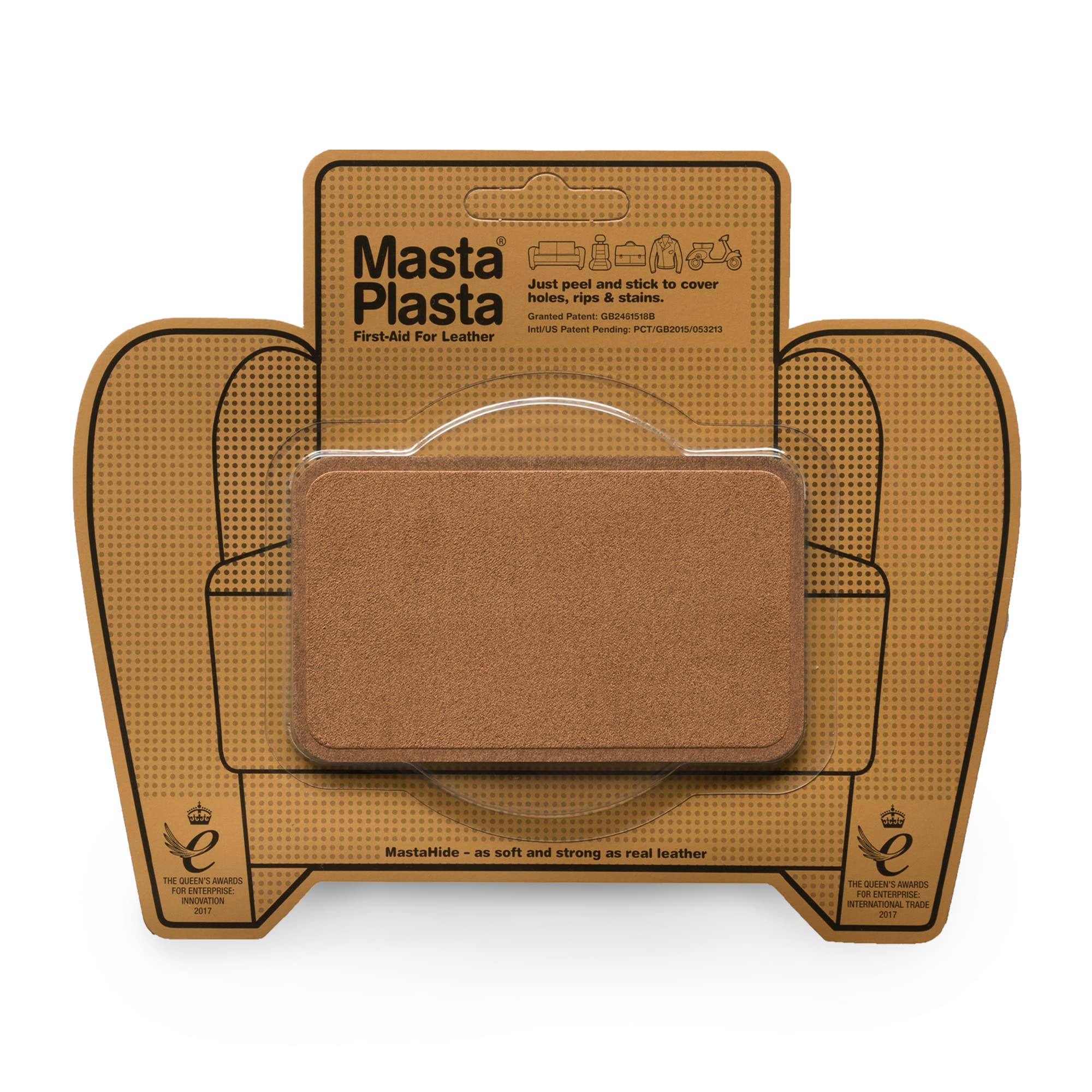 MastaPlasta Instant Self-Adhesive Premium Suede and Velvet Repair Patch - Tan 10cm x 6cm (4in x 2.4in). Upholstery-Quality Patches for Sofas, Car Interiors, Bags, Jackets & More