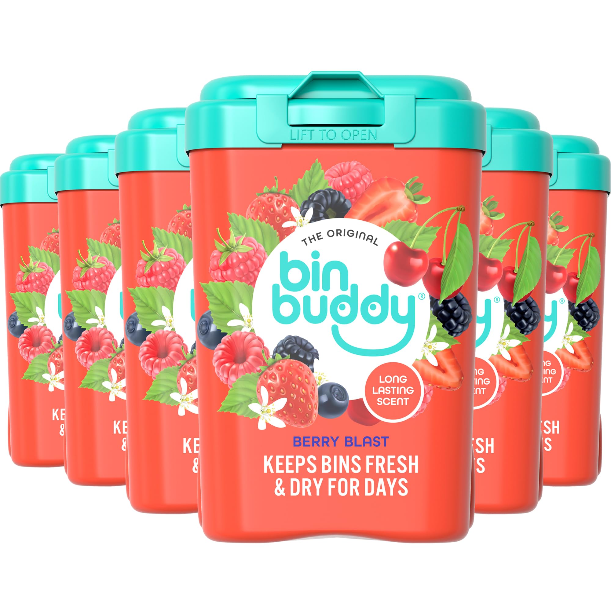 Bin Buddy Berry Blast, Pack of 6 - Leaves Your Bin Fresh and Smelling Great – Suitable for Indoor, Kitchen, Bathroom, Compost, Food Waste and Outdoor Wheelie Bins