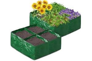 UCandy Fabric Raised Garden Bed 4Grids, 2 Pack Total 70 Gallon Fabric Raised Planting Bed Garden Grow Bags Heavy Duty Breathable Raised Planter Container for Gardening Vegetables &Plants Outdoor