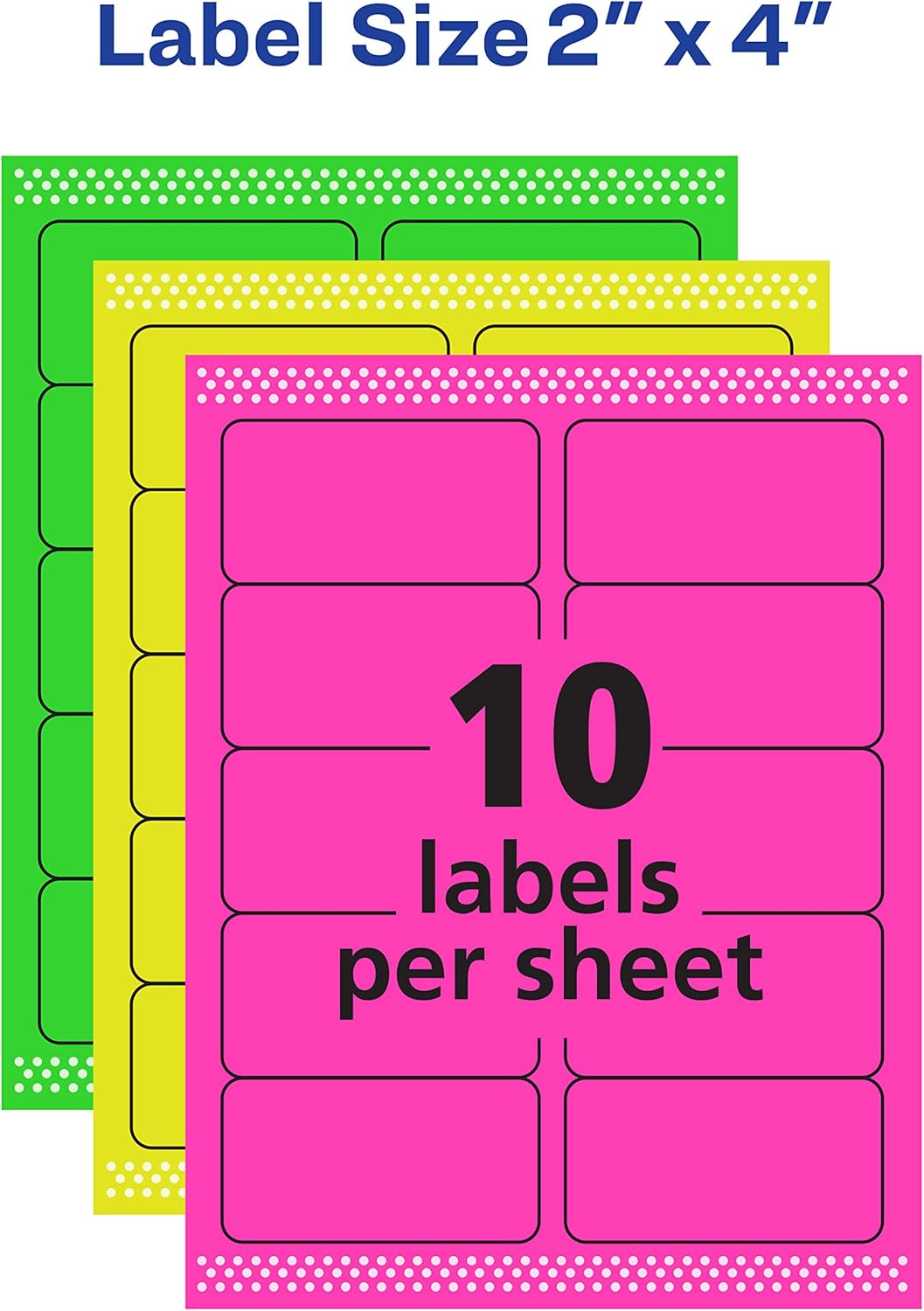 Avery Multipurpose Labels, Removable, Assorted Neon, 2 x 4 Inches, Pack of 120 (6481) : Office Products
