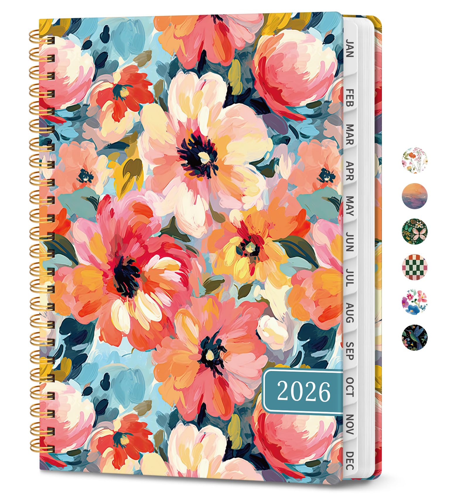 Photo 1 of 2026 Planner, Weekly and Monthly Calendar Planner for Women, Jan 2026 - Dec 2026, Hardcover Planning Agenda book with Tabs, Spiral Bound, Inner Pocket, Perfect for School Office Supplies, 6.3" x 8.5" - Pastel Garden