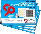 Cherry Printers Confidential Visitor Sign in Book with Car Reg 4 Pack A4 NCR