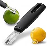 A Bar Above Black Handle Stainless Steel Channel Knife, Chef-Grade Citrus Garnish Tool, Zester and Fruit Peeler for Cocktails