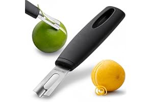 A Bar Above Black Handle Stainless Steel Channel Knife, Chef-Grade Citrus Garnish Tool, Zester and Fruit Peeler for Cocktails, Culinary Presentation, and Kitchen Use