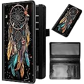 GFRGTFHYT Checkbook Cover for Women & Men PU Leather Check Book Covers for Personal Check Book Credit Card Holder Holder Wallet with RFID Blocking for Duplicate Checks,Dream Catcher Flowers