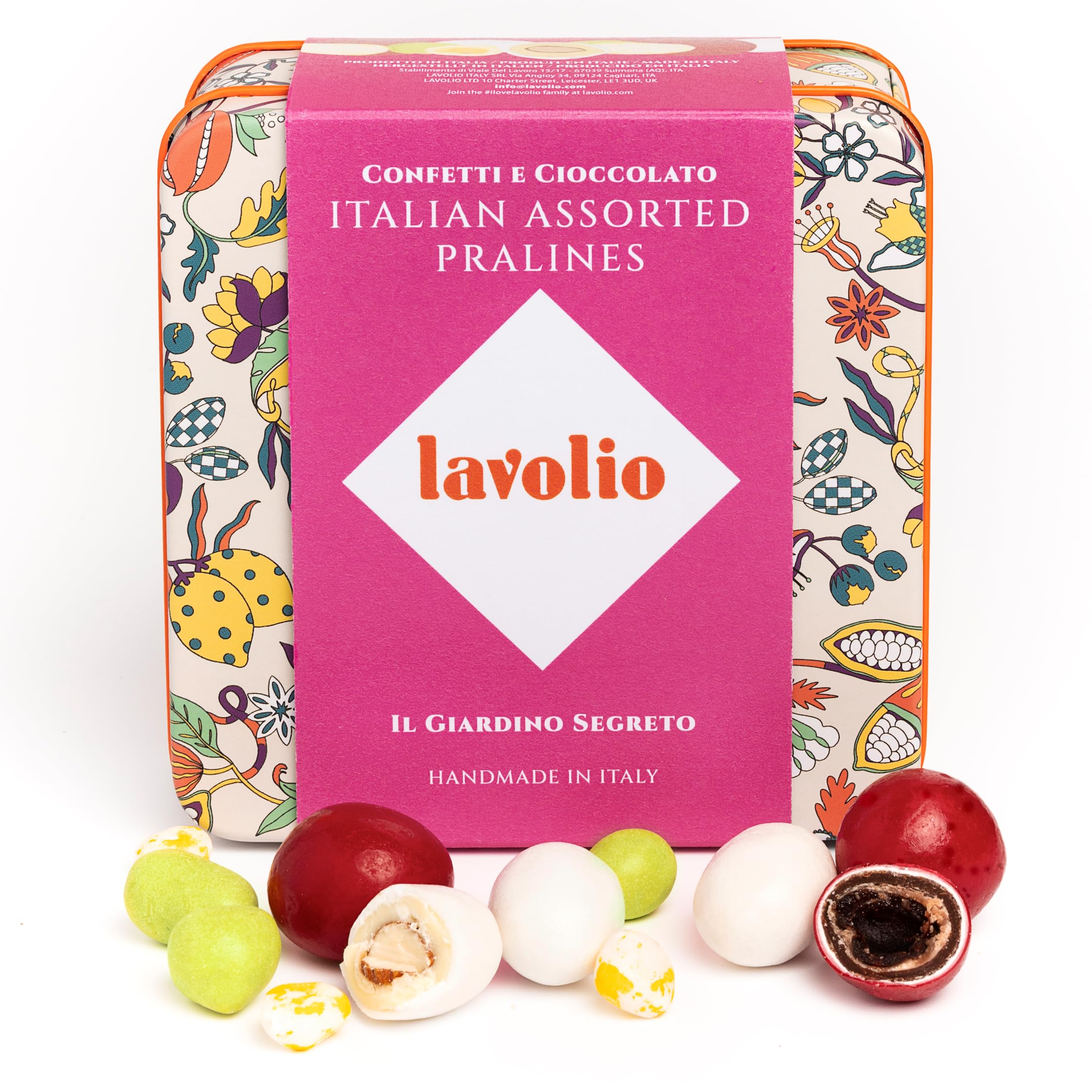 Lavolio Fruit Garden Confectionery Gift Box – Handcrafted Selection with Chocolate Covered Candied Fruit & Chocolates Gift – Gluten Free – 150g