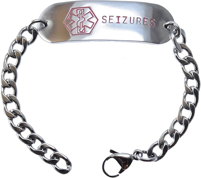 Deep Stamped Customizable, Seizures, Medical Alert Bracelet