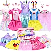 15 Pcs Princess Dress Up Clothes for Little Girl Role Play Costume Gift Set, Princess Mermaid Pretent Play Outfit Toys for Toddler Girls, Cosplay Birthday Party Gifts for Girls Age 3 4 5 6 7+ Year Old