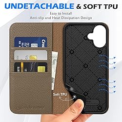 SHIELDON Wallet Case Phone Case for iPhone 16 Plus