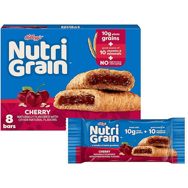 NUTRI-GRAIN SOFT BAKED BREAKFAST BARS, KIDS SNACKS, WHOLE GRAIN, CHERRY, 10.4OZ BOX 6 BOXES (48 COUNT)