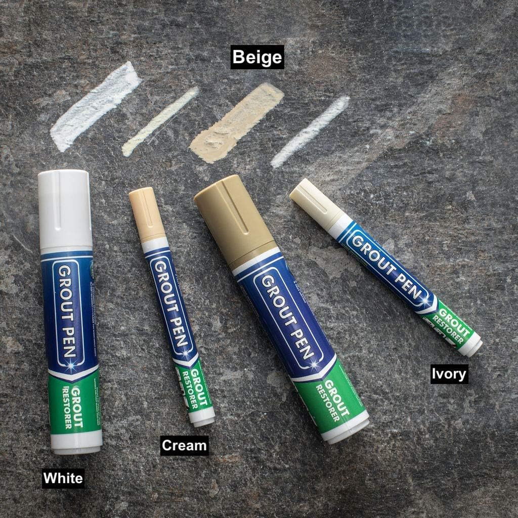 Grout Pen Beige Tile Paint Marker: Waterproof Tile Grout Colorant and Sealer Pen - Beige, Wide 15mm Tip - - 