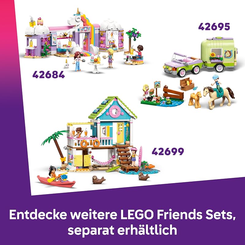 Friends Lustiger Tag im Wasserpark - Miniatur Spielset mit Rutsche, 2 Minifiguren, 4 Tierfiguren und Tierzubehör - Kinderzimmer Deko - Geschenk zum Geburtstag für Mädchen ab 6 Jahren - 42676