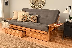 Kodiak Furniture Phoenix Futon With Storage Drawers, Suede Gray
