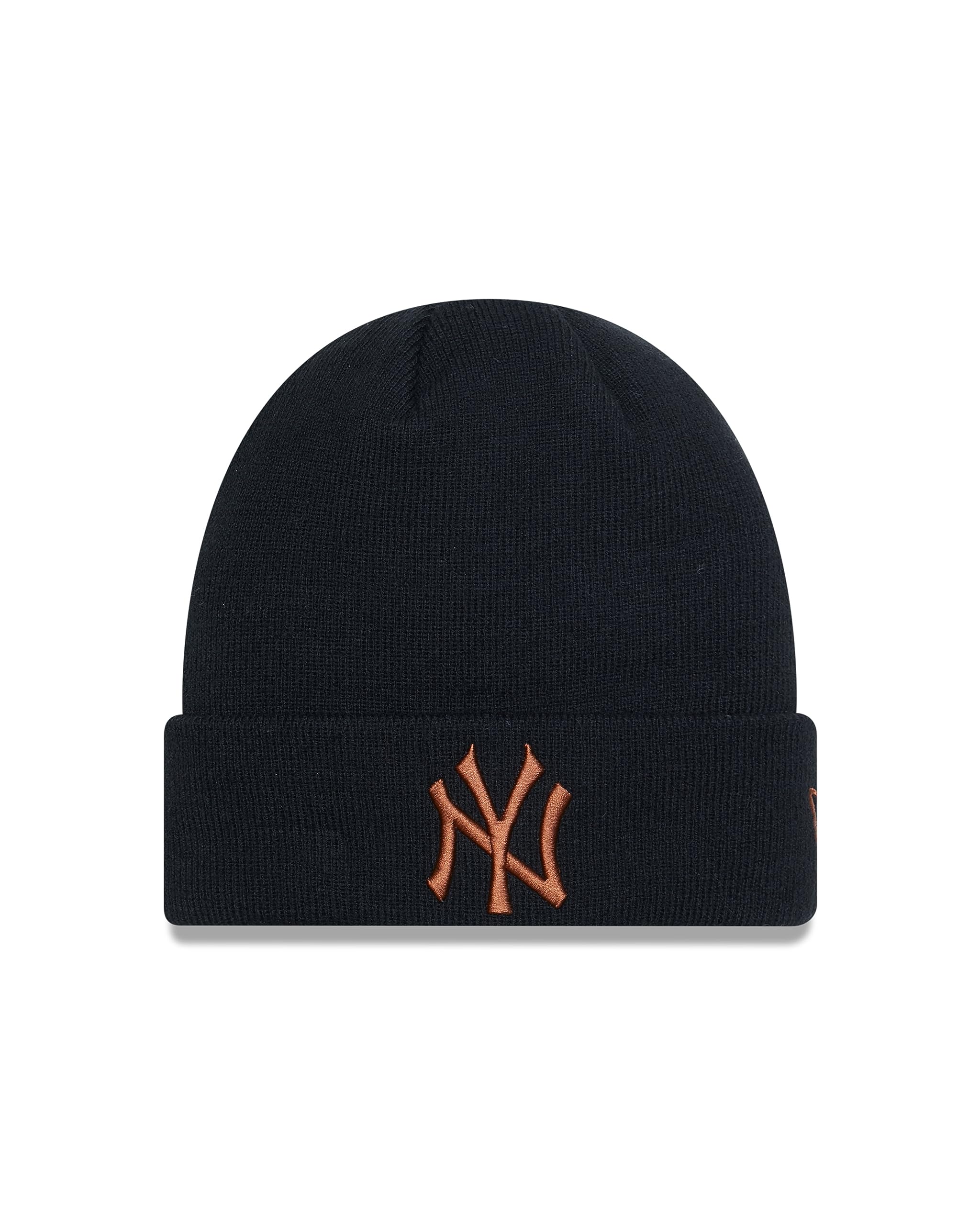New Era New York Yankees MLB League Essential Black Brown Cuff Knit Beanie - One-Size