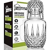 Bedside Carafe and Glass Set - Vintage Bedside Water Carafe with Glass Cup for Nightstand Storing Water, Juice and Other Wine on Desktop/Shelf (Diamond)