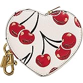 COACH Womens Boxed Heart Coin Purse With Cherry Print Chalk Multi One Size