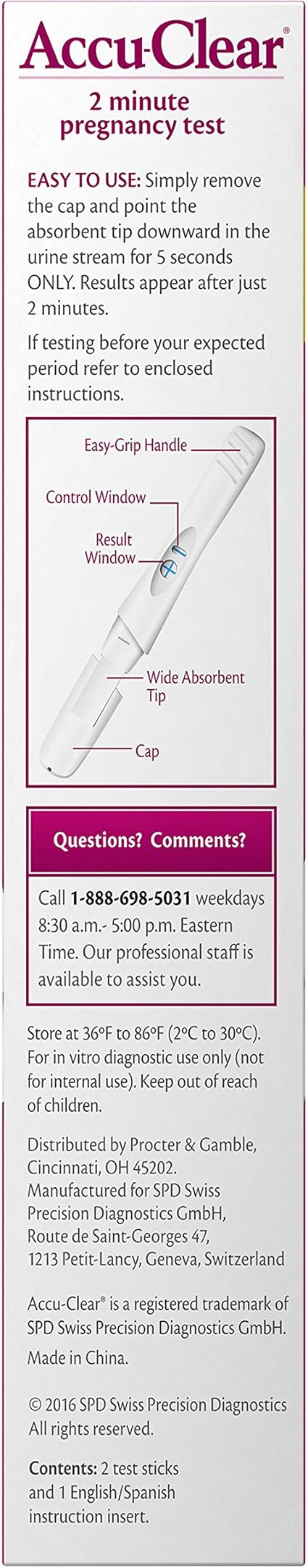 Amazon Com Accuclear Pregnancy Test 2 Count Pack Of 2 Health Personal Care