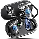 Open Ear Bluetooth 6.1 Earbuds with hooks, Bone Conduction for Sport | HiFi Stereo Over Ear Earphone with ENC Mic, IP7 Waterproof Wireless Headphone for Running, Fitness, Workout and Business