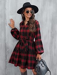 Blooming Jelly Womens Plaid Dresses Fall Shirt