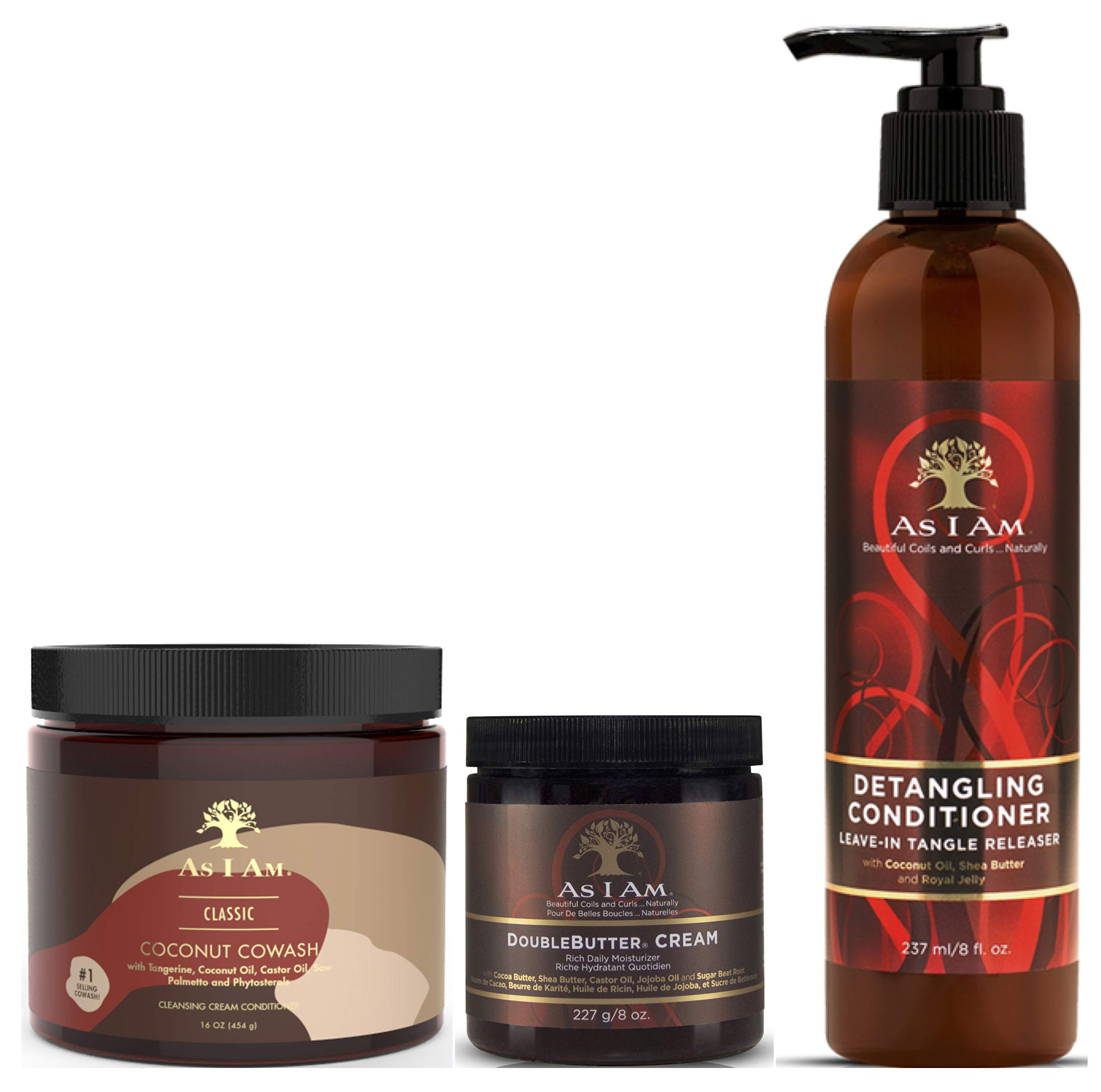 As I Am Coconut Co Wash 454g, Double Butter Creme 227g & Detangling Conditioner 237ml