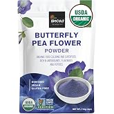 INCAS USDA Organic Butterfly Pea Flower Powder, Blue Matcha Tea, 4oz | Natural Blue Food Coloring, Non-GMO Verified Extract f