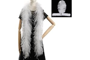 Soarer White Ostrich Feather Boas – 2yards 3ply Long Boas for Party, DIY Production, Clothing Decoration (White)