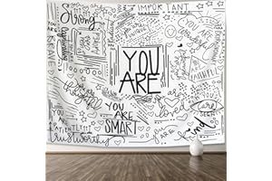 KJHL Black and White Inspirational Quote You Are Wall Tapestry Classroom Kids Tapestries Wall Hanging Motivational Positive Affirmations Saying Wall Decor Aesthetic Tapestry for Bedroom Dorm