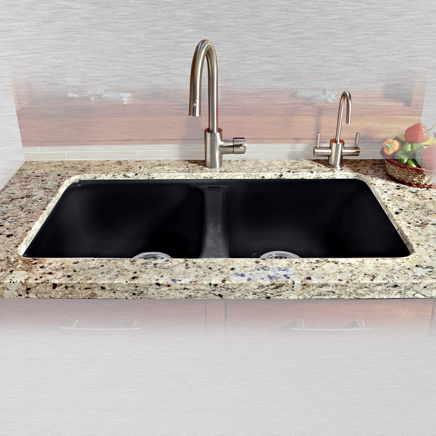 Miseno MCI46-5UM-78 33" Double Basin Undermount Cast Iron Kitchen Sink