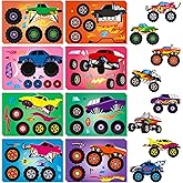 48 Sheets Truck Stickers Kits Make Your Own Truck Stickers with 8 Designs Truck Party Favors for Kids Boy's Kindergarten, Festival Present(Cool Style)