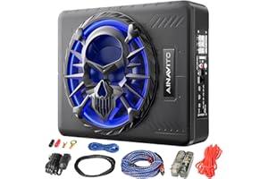 AINAVITO 10" Slim Under Seat Subwoofers for Car/Truck/SUV | Powered subwoofer car Audio| Built-in Amplifier | Remote Control | Built-in Low Pass/Gain/Boost/Deep Bass