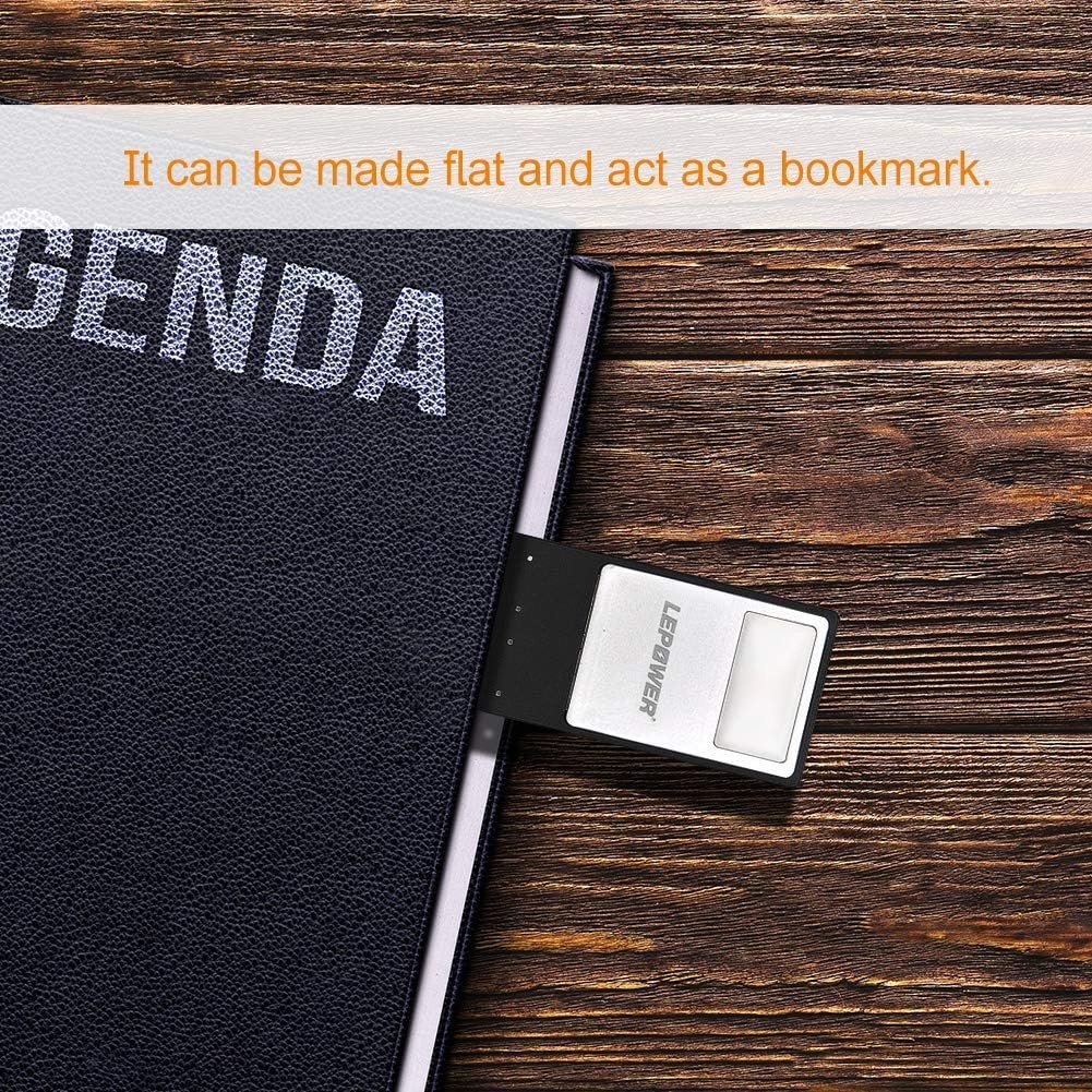 LEPOWER LED Bookmark Book Light, Eye Protection Reading Light, Portable Clip Light, 3 Colors x Stepless Adjustable Brightness, Built-in USB Cable Easy Charge, Perfect for Kindle, IPad & Readers - - 