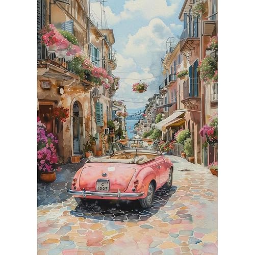 GHHKUD Car Landscape Diamond Art Kits for Adults, 5D Diamond Painting Kits for Adults Beginners, DIY Full Drill Diamond Gem Art Stitch, Diamond Canvas Painting Pictures, Craft Decor 30 * 40CM